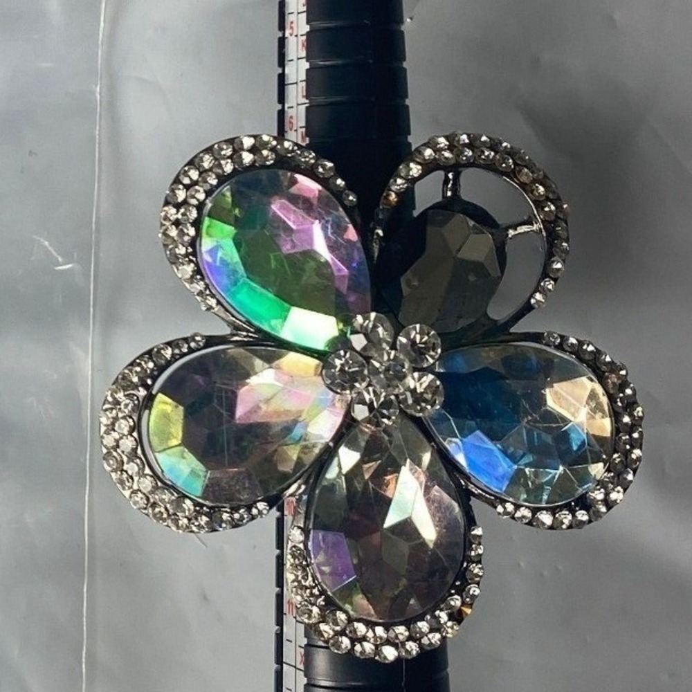 Fashionable Women's Statement Ring Floral Design Adjustable Size‎ 9 Silver Tone